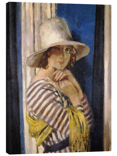 Canvas print Mrs Hone in a Striped Dress