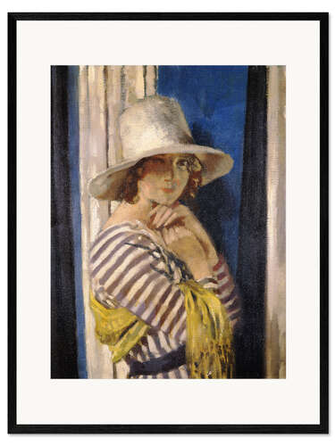 Framed art print Mrs Hone in a Striped Dress