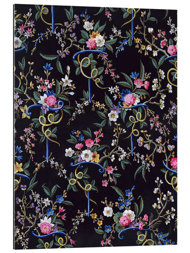 Tableau en plexi-alu Motif fleuri sur fond noir