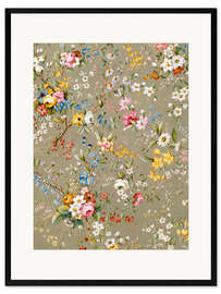 Kunsttryk i ramme Floral pattern beige