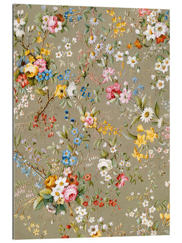 Tableau en plexi-alu Motif floral sur fond beige