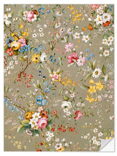 Sticker mural Motif floral sur fond beige