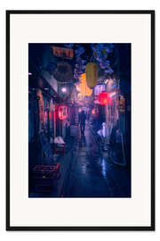 Gerahmter Kunstdruck Blauer Regen in Tokio