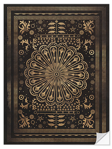 Selvklebende plakat Vintage Pattern in Black and Gold