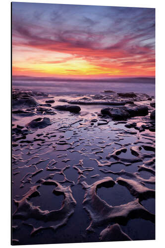 Aluminiumtavla Tide pool with sunset