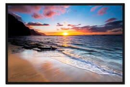 Gerahmter Kunstdruck Sonnenuntergang über der Na Pali Küste