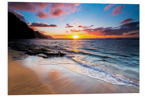 Foam board print Sunset over the Na Pali coast