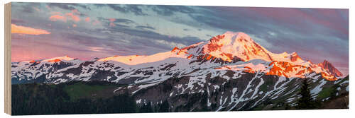 Holzbild Mt. Baker bei Sonnenuntergang