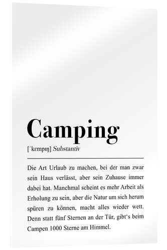 Acrylic print Camping definition (German)