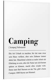 Aluminium print Camping definition (German)