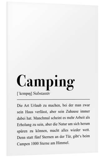 Foam board print Camping definition (German)