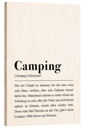 Wood print Camping definition (German)