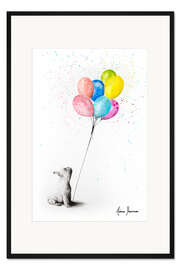 Gerahmter Kunstdruck Französische Bulldogge mit Ballone