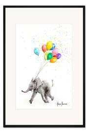 Gerahmter Kunstdruck Elefant mit Luftballons