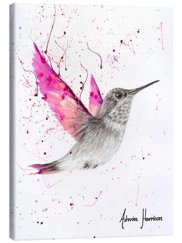 Tableau sur toile Oiseau rose magenta