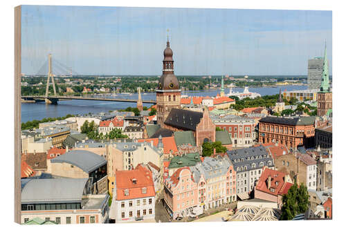 Hout print Riga skyline, Latvia