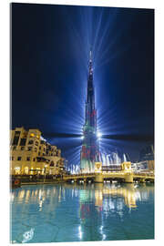 Tableau en verre acrylique  Burj Khalifa illuminé la nuit, Dubaï - Fraser Hall