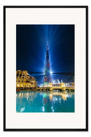Gerahmter Kunstdruck Burj Khalifa bei Nacht, Dubai