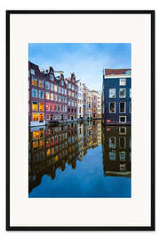 Gerahmter Kunstdruck Amsterdam bei Nacht