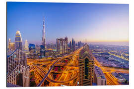 Aluminium print Dubai skyline at sunset