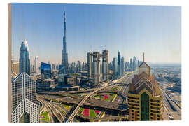 Wood print Burj Khalifa and Dubai skyline