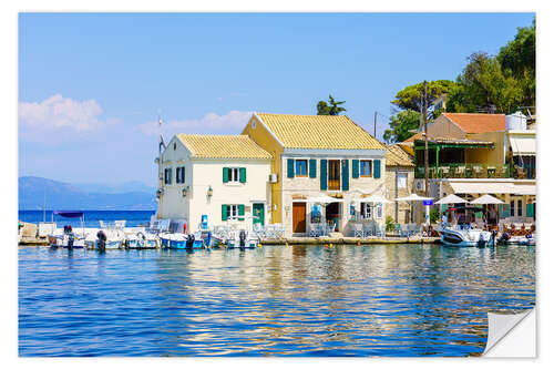 Selvklæbende plakat Island port on Paxos, Greece