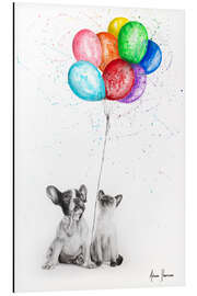Magnettafel Frenchie und Siamese mit bunten Ballons