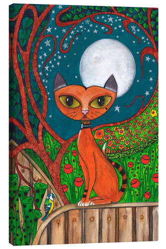 Tableau sur toile Le chat et la Lune