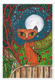 Wall print  The cat and the moon - Maria Forrester