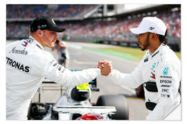 Selvklebende plakat Valtteri Bottas &amp; Lewis Hamilton, German GP 2019