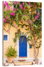 Wood print Typical greek house