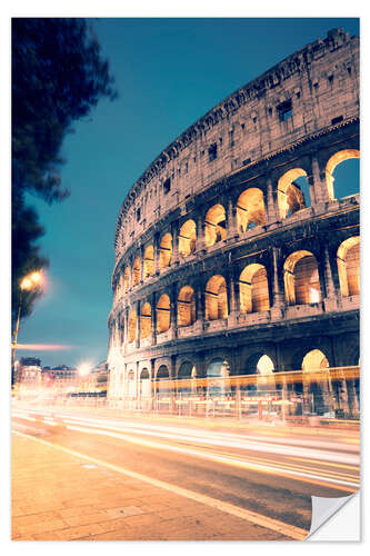 Selvklebende plakat The Colosseum at night