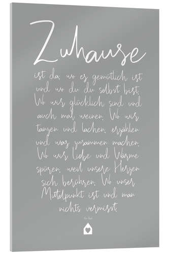 Acrylic print Home poem (German)