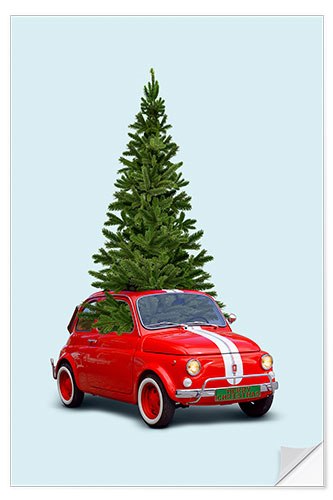 Selvklæbende plakat Christmas car