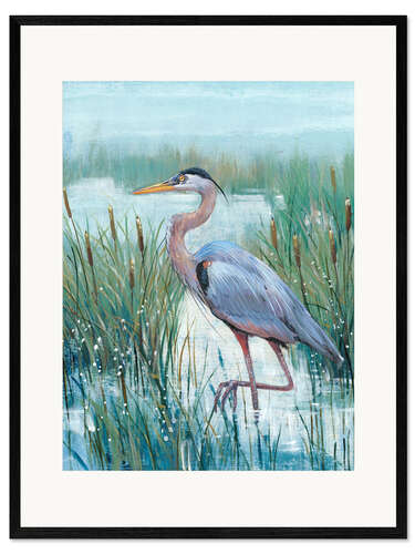 Plakat artystyczny premium w ramie Heron in the morning mist