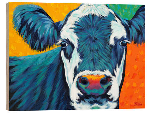 Wood print Colorful Country Cows I