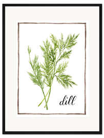 Gerahmter Kunstdruck Kräuterillustration Dill
