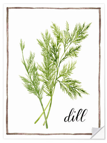 Selvklebende plakat Herbal illustration dill