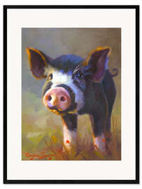 Framed art print Black piggy