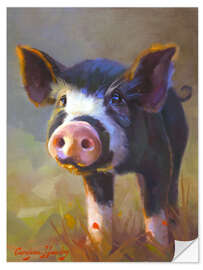 Selvklebende plakat Black piggy