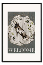 Gerahmter Kunstdruck Der Wolf sagt Willkommen