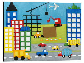 Magnettafel Autos und Baustelle in der Stadt