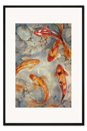 Gerahmter Kunstdruck Koifische im Teich I