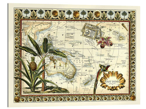 Quadro em plexi-alumínio Mapa tropical das Índias Orientais