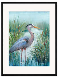 Gerahmter Kunstdruck Fischreiher im Morgengrauen