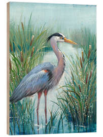 Wood print Heron at dawn