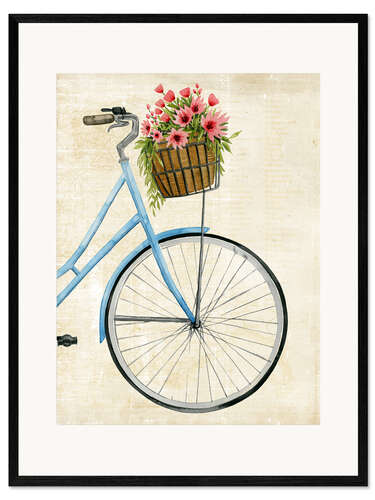 Stampa artistica con cornice Bici floreale II
