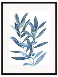 Gerahmter Kunstdruck Indigoblätter II