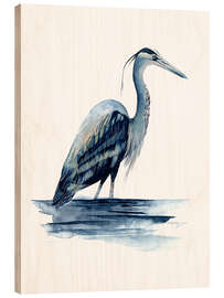 Wood print Azur Heron II