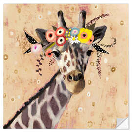 Vinilo para la pared Giraffe With Flowers